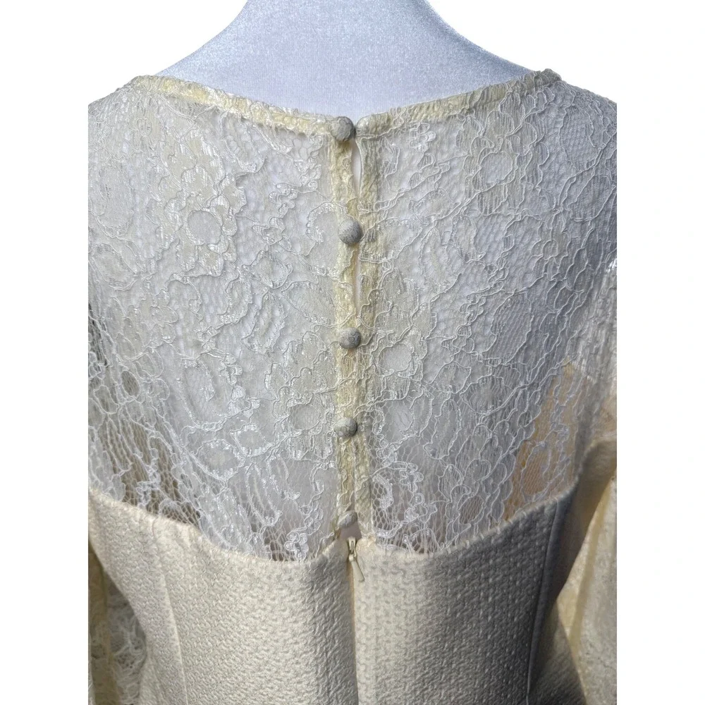 Sonia Pena Lace Sheath Dress Womens 16 Ivory Beaded Waist Formal Event MSRP $450